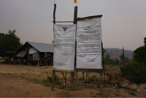 Signs placed in the middle of the community by the Department of National Parks are the government’s way of communicating information about the looming eviction of five communities in Sai Thong National Park in Chaiyaphum province.